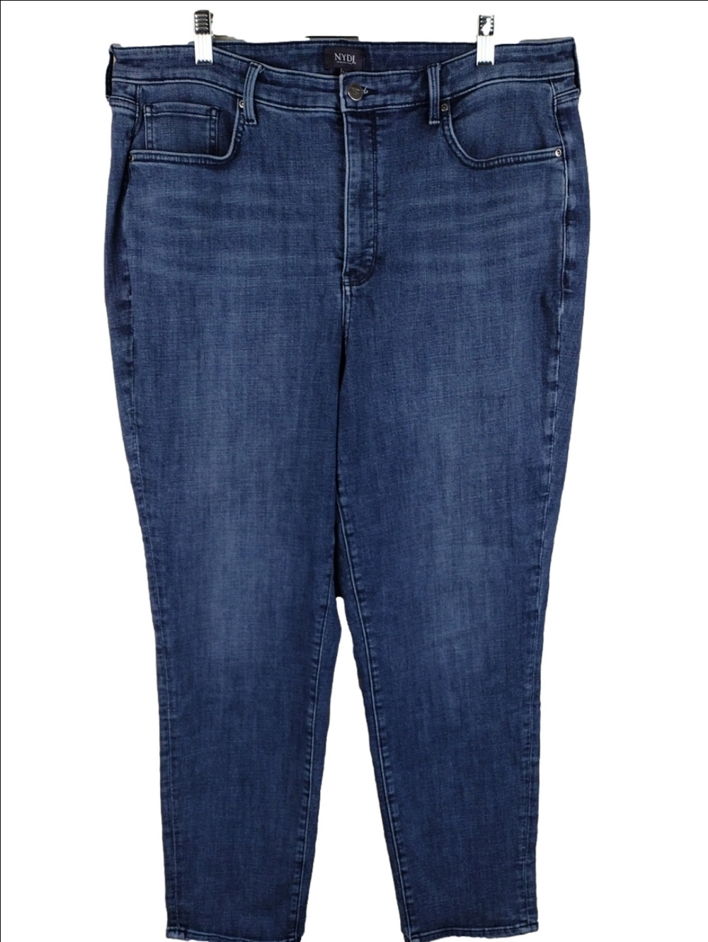 NYDJ LiftxTuck Blue Medium Wash Five Pocket High Rise Straight Leg Denim Jean